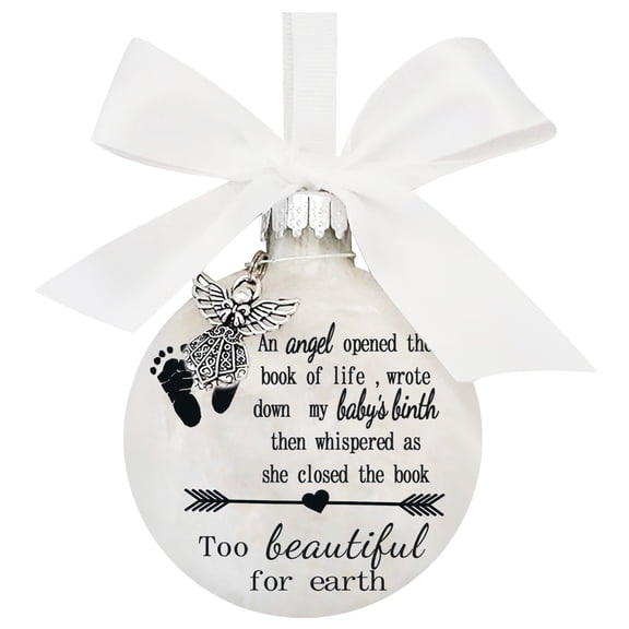Feather Ball Angel Memorial Ornament - Heaven Keepsake Hanging Sign for Christmas Tree, Home Decor, Gift in Memory of Loved One (1Pcs) White1