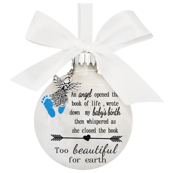 Feather Ball Angel Memorial Ornament - Heaven Keepsake Hanging Sign for Christmas Tree, Home Decor, Gift in Memory of Loved One White3