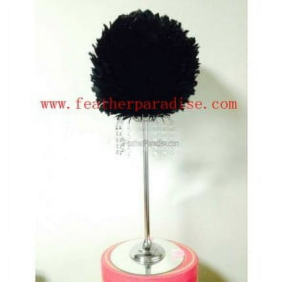 Feather Ball Centerpieces with Crystal Flower Stand -Black New!!!
