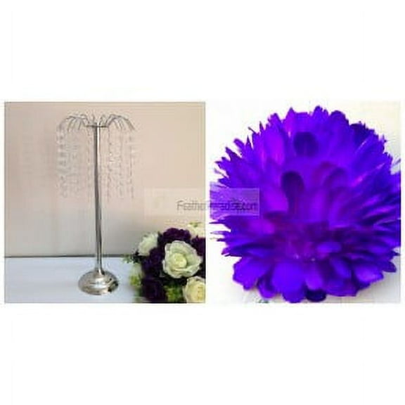 Feather Ball Centerpieces with Crystal Flower Stand -Purple New!!!