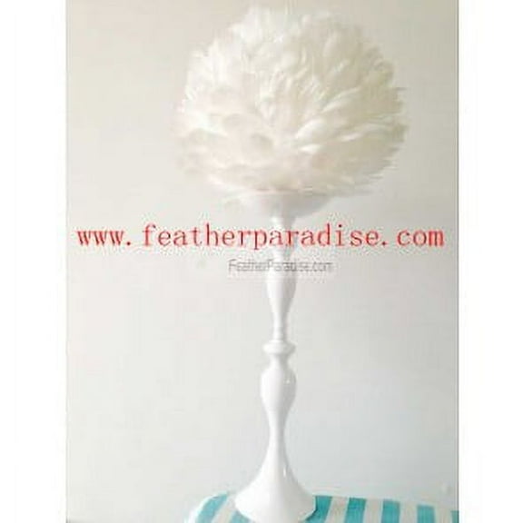 Feather Ball Centerpieces with White Flower Stand -White New!!!