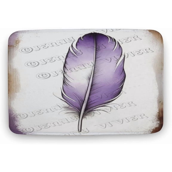 Feather Bath Rug for Nature Lovers, Soft Plush Microfiber Absorbent Non-Slip Mat for Bedroom, Bathroom, or Office, Gift for Bird Lovers, 16 x 24 in