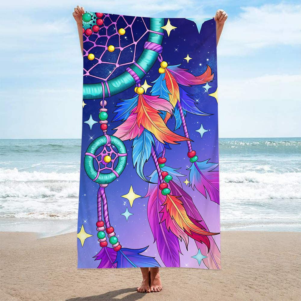 Feather Beach TowelPrint Bath Towel Quick Dry Sand Free Absorbent Beach ...