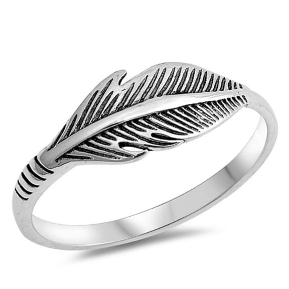 Feather Bird Leaf Thumb Ring 925 Sterling Silver Band Jewelry Female Male Unisex Size 5
