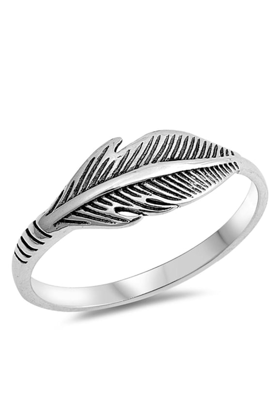 Feather Bird Leaf Thumb Ring 925 Sterling Silver Band Jewelry Female Male Unisex Size 5