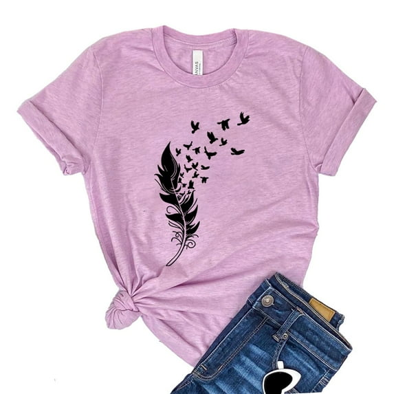 Feather Bird T-shirt Summer Shirt Women's Valentine Gift Weekend Tshirt Boho Shirts Free Spirit Tee