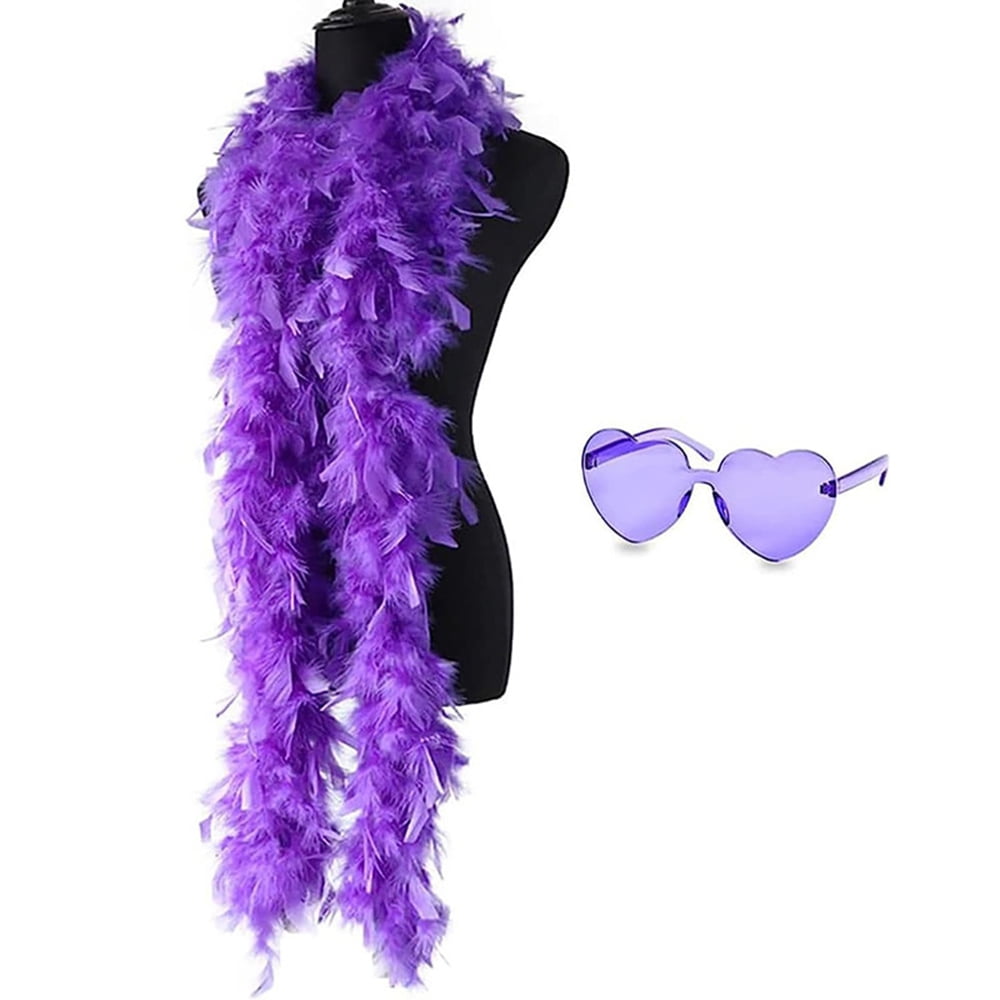 Feather Boas With Heart Rimless Sunglasses4 Ft Feather Boa For Bachelor  Party Halloween Christmas Costume Accessory