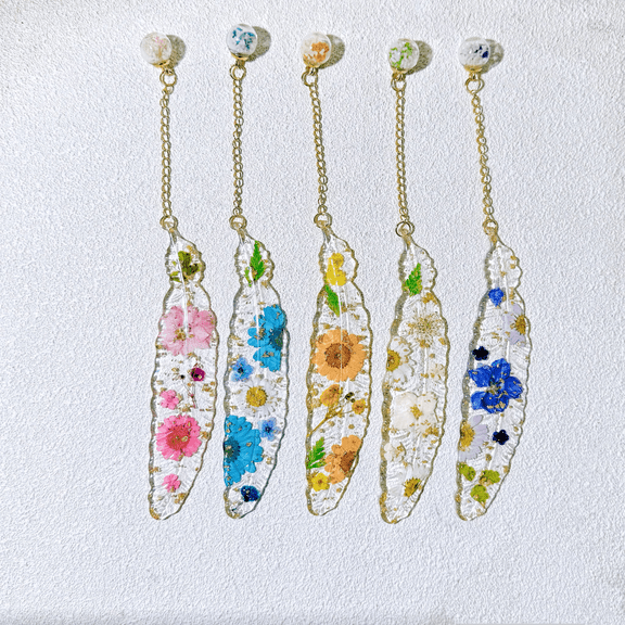Feather Bookmark Book Mark Women Gift, Pressed Flowers Resin Bookmarks, Reading Accessory