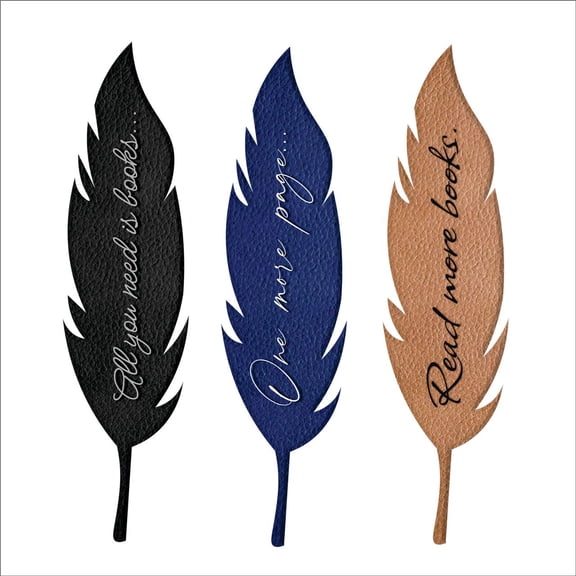 3-Piece Feather Bookmarks | Personalized Leather Bookmark | Personalized Bookmark | Custom Bookmark | Kids Bookmark