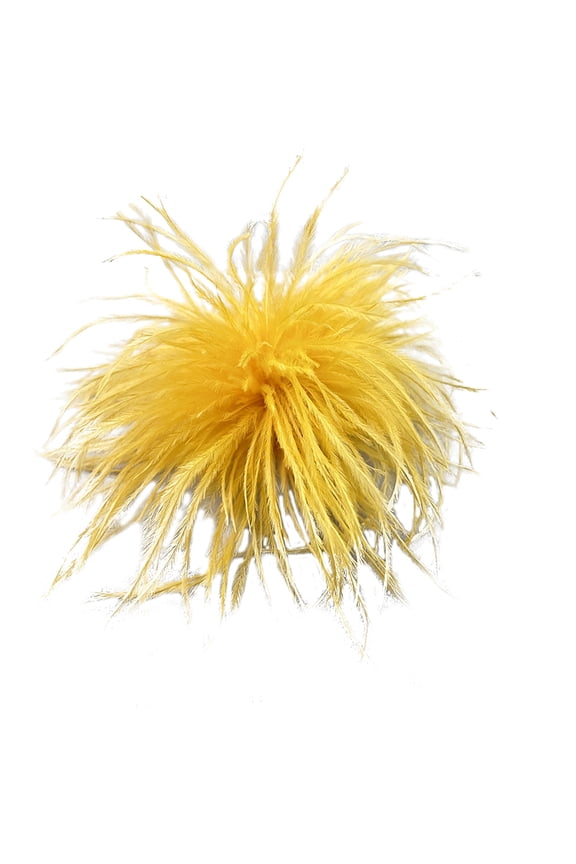 Feather Brooch & Hair Clip Fluffy Feather Corsage for Chest, Hat, Bag, Wedding & Party Decoration, Gold