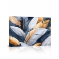 thumbnail image 1 of Feather Canvas Print Wall Art Modern Framed Canvas Art Wall Decor Gold White Pictures Painting Morden Artwork for Living Room Bedroom, Ready to Hang - 12"x16", 1 of 6