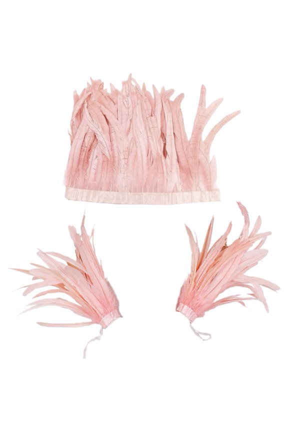 Feather Cape & Wrist Cuffs Set, Pink Formal Accessory, 29x64cm