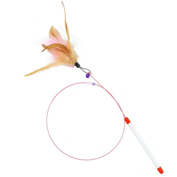 Feather Cat Teaser Wand with Steel Wire, Replaceab