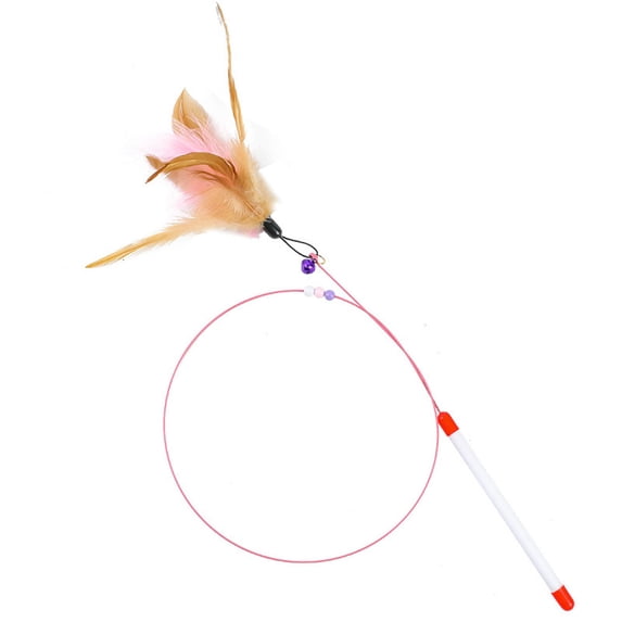 Feather Cat Teaser Wand with Steel Wire, Replaceab