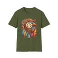 thumbnail image 1 of Feather Clock Unisex Softstyle T-Shirt Boho Native American Style, 1 of 3
