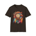 thumbnail image 1 of Feather Clock Unisex Softstyle T-Shirt Boho Native American Style, 1 of 3