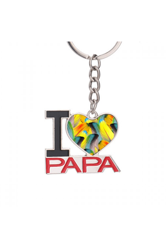 Feather Colorful Flower Sunlight Keychain Metal Keyring Holder Love PAPA Father