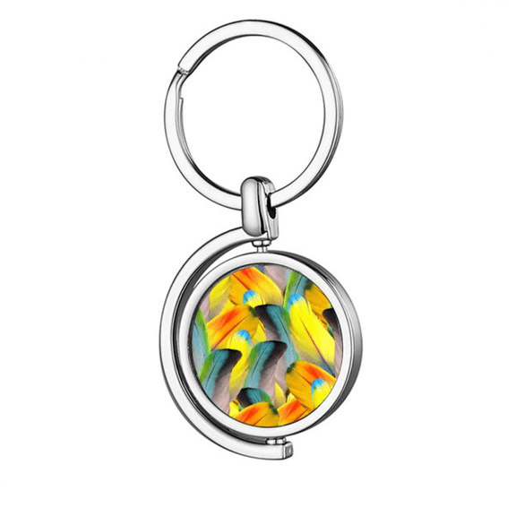 Feather Colorful Flower Sunlight Rotating Keychain Metal Keyring Holder