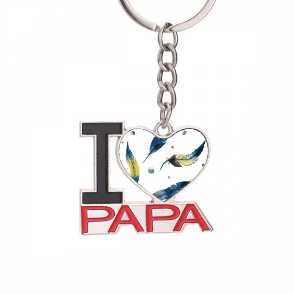 Dad Key Rings Metal Feather Colorful Spot Beautiful Silence Keychain Metal Keyring Holder ...