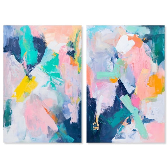 Feather Colors Set Canvas Set of 2 by Art Remedy, Gallery Wrapped, 30 x 45
