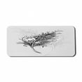 thumbnail image 1 of Feather Computer Mouse Pad, Greyscale Doodle Style Plumage Monochromatic Drawn by Hand, Rectangle Non-Slip Rubber Mousepad X-Large, 35" x 15" Gaming Size, Charcoal Grey White, by Ambesonne, 1 of 2