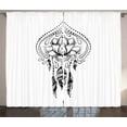 thumbnail image 1 of Ambesonne Feather Curtains 2 Panel Set, Doodle Paisley Design, 108" x 84", Black and White, 1 of 3