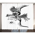 thumbnail image 1 of Ambesonne Feather Curtains 2 Panel Set, Abstract Phoenix Design, 108" x 84", Black and White, 1 of 3