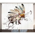 thumbnail image 1 of Ambesonne Feather Curtains 2 Panel Set, Head Wear Flowers, 108" x 63", Multicolor, 1 of 2