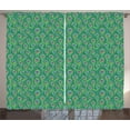 thumbnail image 1 of Ambesonne Feather Curtains 2 Panel Set, Peafowl Bohemian Design, 108" x 108", Jade Green Caramel Blue, 1 of 2
