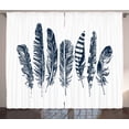 thumbnail image 1 of Ambesonne Feather Curtains 2 Panel Set, Tribal Sketch Motifs, 108" x 90", Dark Blue and White, 1 of 3