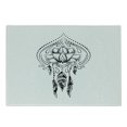 thumbnail image 1 of Feather Cutting Board, Doodle Arrangement of Paisley Shapes with Dots and Ornamental Lotus, Decorative Tempered Glass Cutting and Serving Board, Small Size, Black and White, by Ambesonne, 1 of 1
