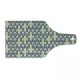 thumbnail image 1 of Feather Cutting Board, Hand Drawn Repeating Pattern Ornate Feathers Style, Decorative Tempered Glass Cutting and Serving Board, Wine Bottle Shape, Black White Mustard, by Ambesonne, 1 of 1