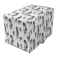 thumbnail image 1 of Feather Dog Crate Cover, Faded Geometric Backdrop Nested Squares Mosaic Pattern Fluffy Wings Fly, Easy to Use Pet Kennel Cover for Dogs, 35" x 23" x 27", Black White Pale Grey, by Ambesonne, 1 of 6