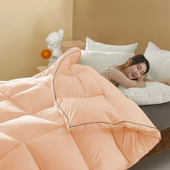 Feather Down Comforter Queen Size Hotel Style Winter Duvet Insert Bedding Comforter - 100% Organic Cotton Fabric, All Season