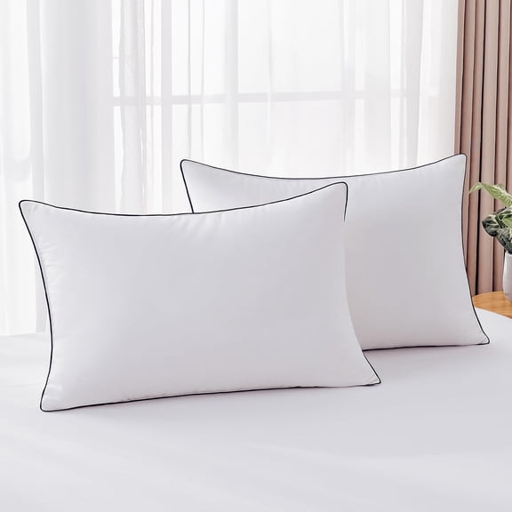 Feather Down PillowsSize Set of 2, Luxury Hotel Collection Bed Pillow 2 Pack, Powered Fillings & Feathers Pillow,Fluffy Plush for Side Sleepers,Firm