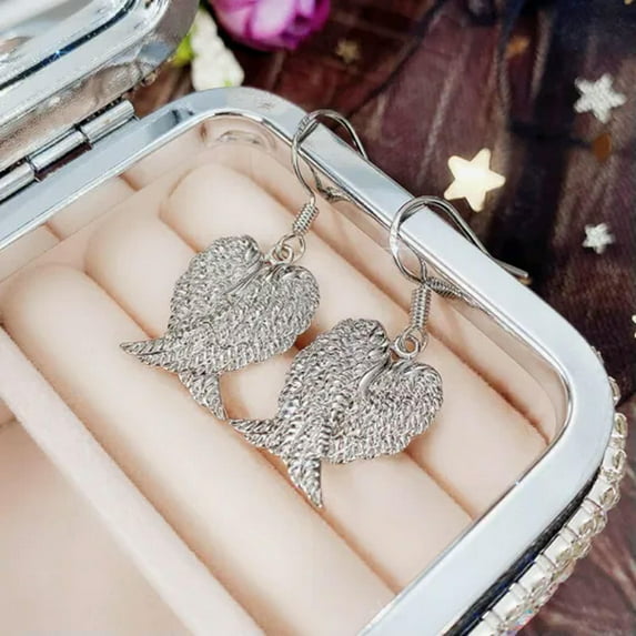 Feather Drop Earring Women Gift Adorable 925 Silver Cubic Zircon Jewelry