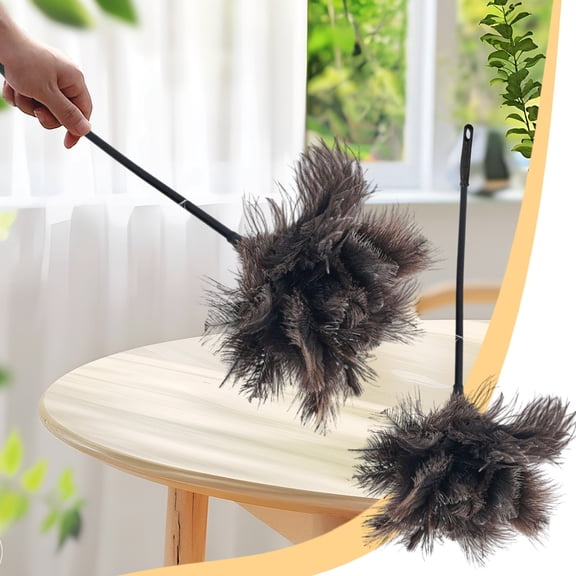 Feather Duster Cleaning Tool Ostrich Feather Duster Home Cleaner Natural Soft Feather Brush Plastic Handle Furniture Dusting Tool for Bookshelf Lamp Surface Daily Household Cleaning