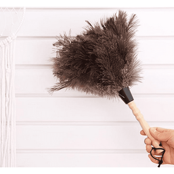 Feather Duster,Feather Dusters for Cleaning Fluffy Natural Ostrich Feathers with Wooden Handle Reusable Handheld Ostrich Feather Duster Cleaning Supplies