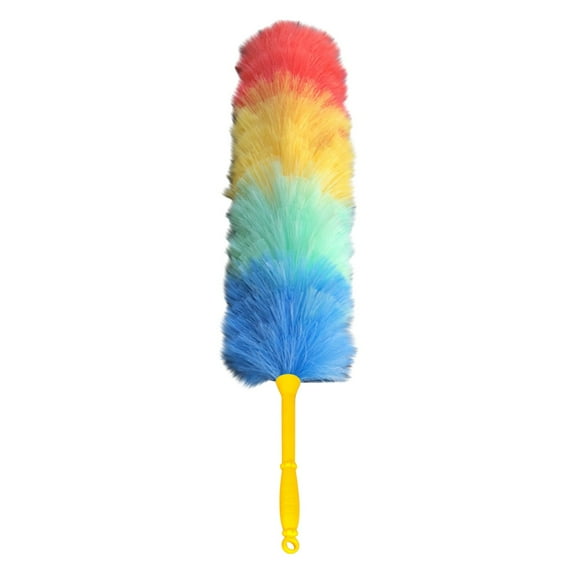 Feather Duster,Wool Duster for Cleaning with Plastic Handle,Heavy Duty Anti-Static Colorful Duster,23.22 inch Washable Reusable Small Hand Duster for Office,Home,Car and More (Yellow)