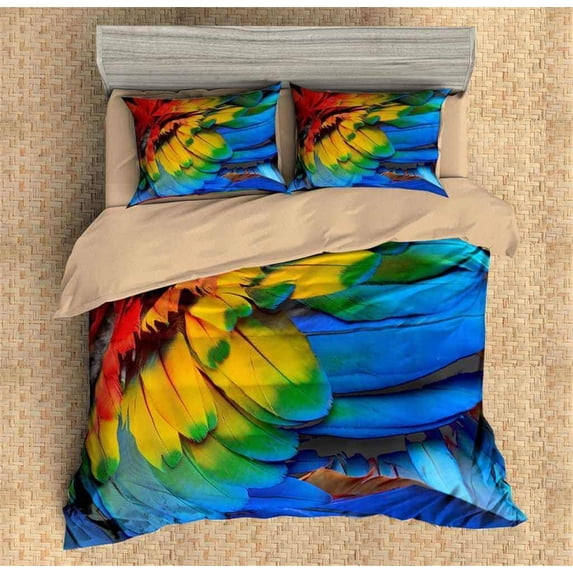 Feather Duvet Cover Set,Bedding Set for Kids and Adult, Home Decor,Twin Size