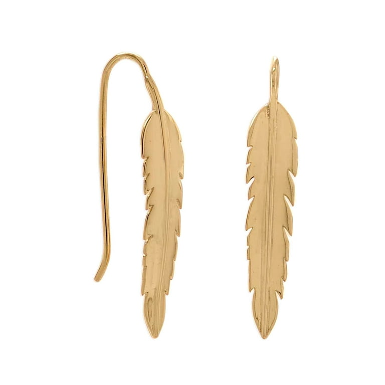 Feather Earrings Wire Gold-plated Sterling Silver Feather Earrings Wire Gold-plated Sterling Silver