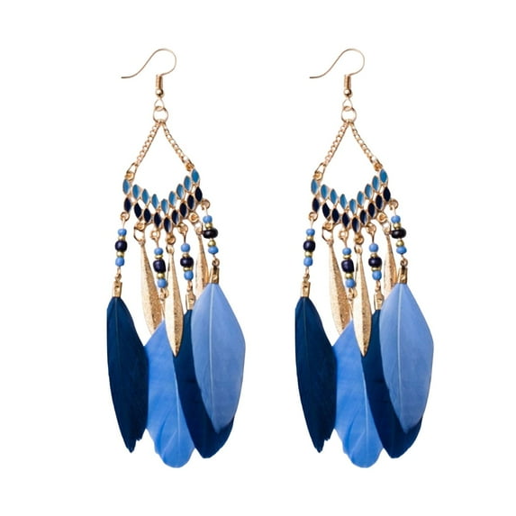 Feather Earrings for Women Long Vintage Boho Earrings Feather Earrings Black Feather Tassel Earrings Western Bohemian Jewelry for Women