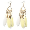 thumbnail image 1 of Feather Earrings for Women Long Vintage Boho Earrings Feather Earrings Black Feather Tassel Earrings Western Bohemian Jewelry for Women, 1 of 6