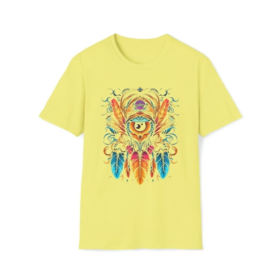 Feather Eye Softstyle T-Shirt Native American Boho Hippie Chic Festival