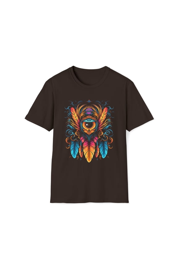 Feather Eye Unisex Softstyle T-Shirt Boho Native American Style
