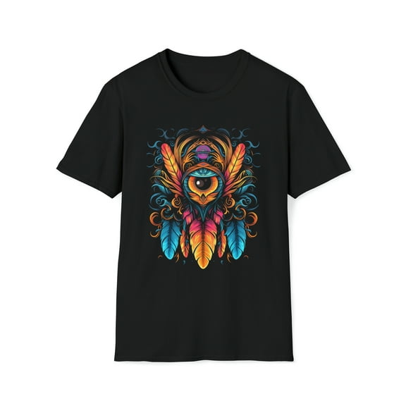 Feather Eye Unisex Softstyle T-Shirt Boho Native American Style