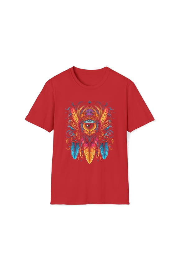 Feather Eye Unisex Softstyle T-Shirt Boho Native American Style