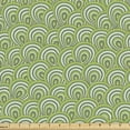 thumbnail image 1 of Ambesonne Feather Fabric by the Yard Upholstery, Peacock Design Circles, 10 Yards, Apple Green Fern Green, 1 of 4