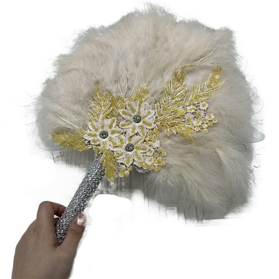 Feather Fan Wedding Feather Fan For Bride Feather Big Flower Handfan Hand Fan For Costume Party