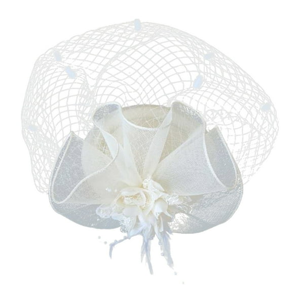 Hontri Feather Fascinator Hat Women's Tea Party Headpiece Church Wedding Cocktail Net Veil Hair Clip Accessory ( X01-Beige), Hats for Women Fascinators Womens Pillbox Flower